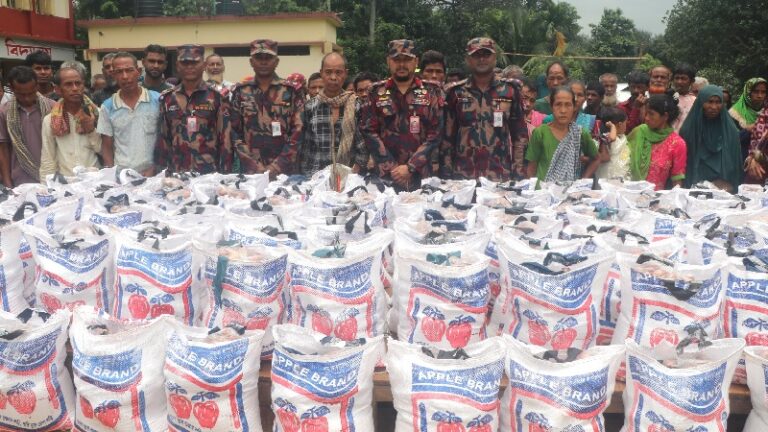 খাগড়াছড়িতে বন্যা ও ভূমিধসে ক্ষতিগ্রস্তদের পাশে বিজিবি