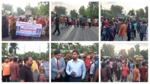 তেঁতুলিয়ায় শিশু ধর্ষণ ও আপসের প্রতিবাদে ঝাড়ু-জুতা নিয়ে বিক্ষোভ