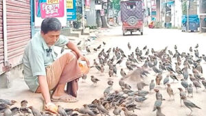 সিরাজগঞ্জের বুদ্ধ: ১০ বছর ধরে বাঁশির সুরে পাখিদের খাওয়ানো মানুষ