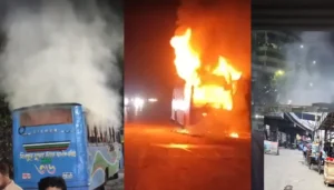 রাজধানীতে ককটেল বিস্ফোরণ ও ৩ বাসে অগ্নিকাণ্ড