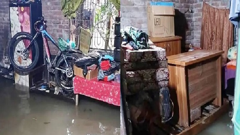মুষলধারে বৃষ্টিতে চাঁপাইনবাবগঞ্জ শহরের বিভিন্ন এলাকা পানিবন্দি