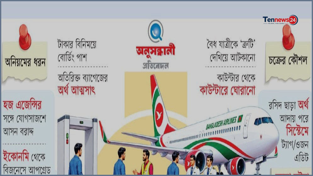 শাহজালাল বিমানবন্দরে বিমান বাংলাদেশ এয়ারলাইন্সের কাউন্টারে চলছে টাকার খেলা